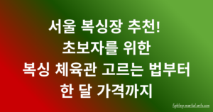 서울 복싱장 추천! 초보자를 위한 복싱 체육관 고르는 법부터 한 달 가격까지